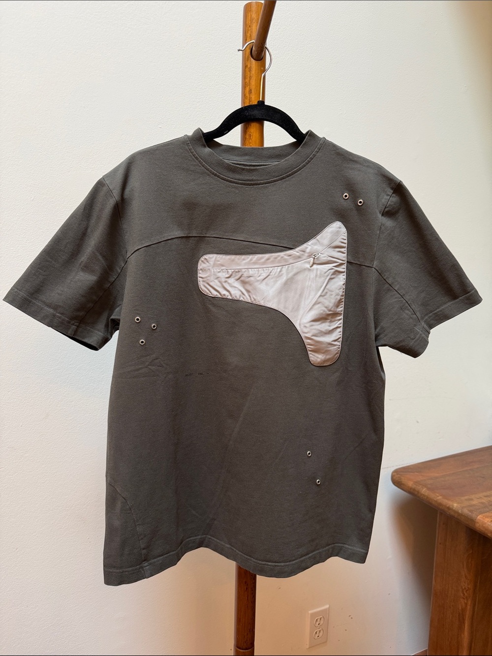 Heliot Emil Shaped Pocket Distressed Tech T-Shirt SS20 Collection Quiet Luxury